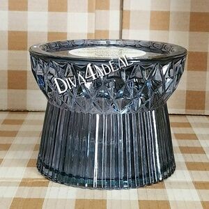 New Bath & Body Works Faceted Blue Glass Pedestal Candle Holder